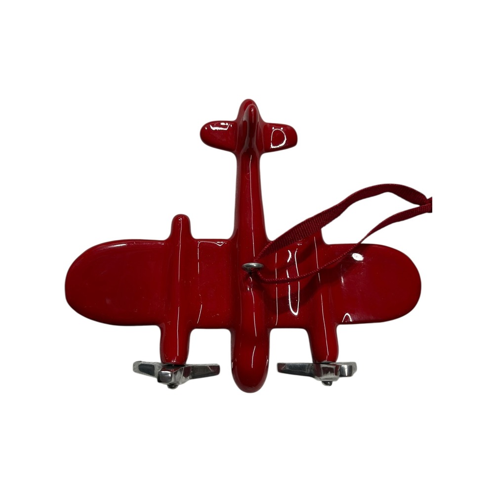 Red Biplane Ornament Metal Propellers Hanging Loop For‎ Christmas Tree Decor - Picture 2 of 4